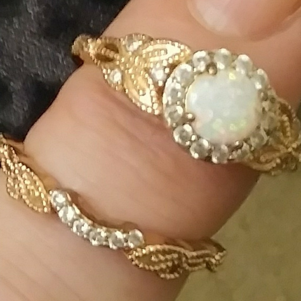 OPAL ROSE GOLD WOMENS WEDDING RING SET
